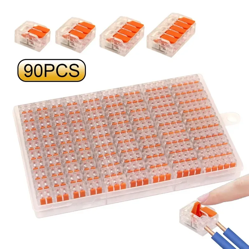 20/80/90 Stück Elektrische Hebelkabelverbinder 2-Port 3-Port 5-Port Elektrische Kabelklemme Mini Schnellverbinder