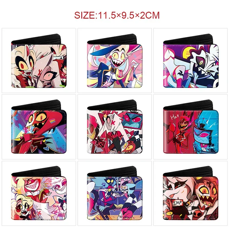 Anime Hazbin Hotel Charlie Morningstar Vaggie Angel Dust Figur Anime Cartoon Print Modische Kurze Geldbörse PU Münz- und Kartenetui Geschenk