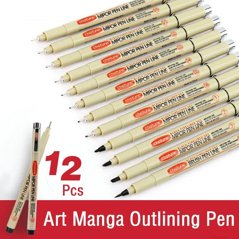 Künstler-Manga-Outline-Stift, Pigment-Liner, Micron-Stift, Marker-Set, Hook-Line-Nadelstift für Skizzen, weicher Pinsel, Schreibwaren, Kunstbedarf