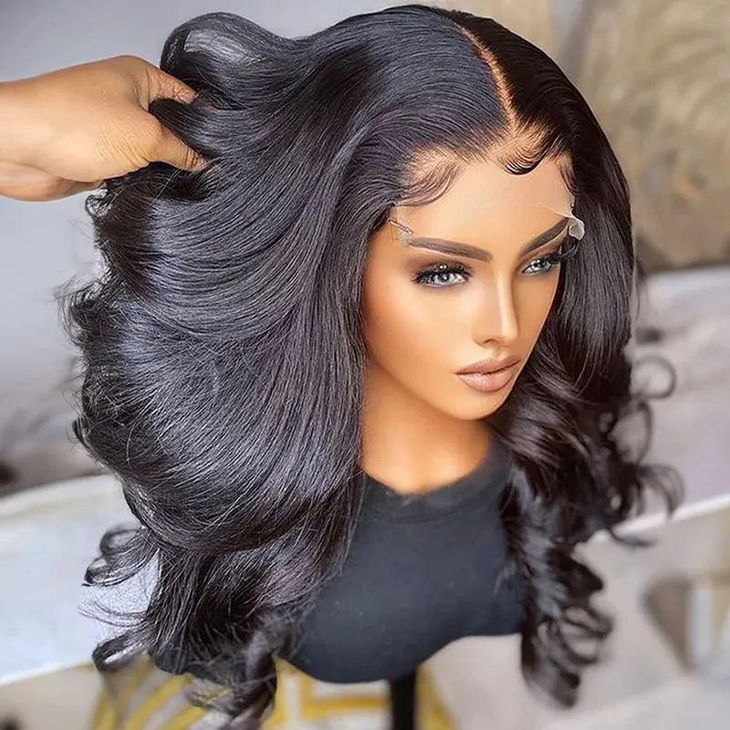 Body Wave Wasserwellen Kurze Bob-Perücke 13x4 HD Lace Front Echthaar-Perücken Brasilianische 7x5 Klebstofffreie Lace Frontal Perücken 100% Echthaar