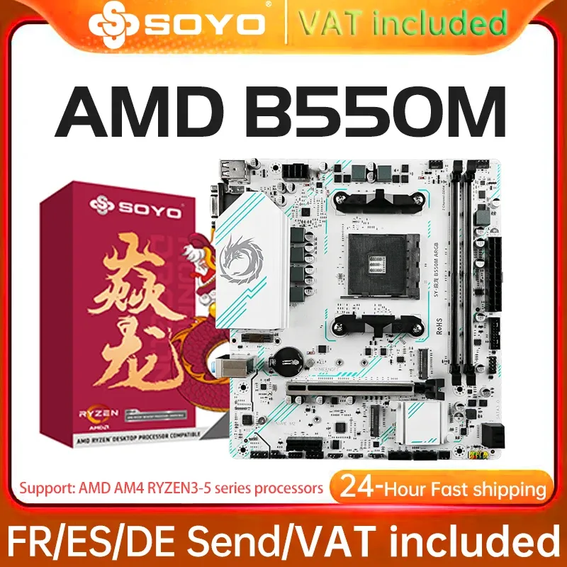 SOYO AMD B550M Gaming-Mainboard USB3.1 M.2 Nvme Sata3 DDR4 Dual Channel Unterstützt RYZEN R3 R5 R7 3000 4000 5000 CPU AM4-Sockel