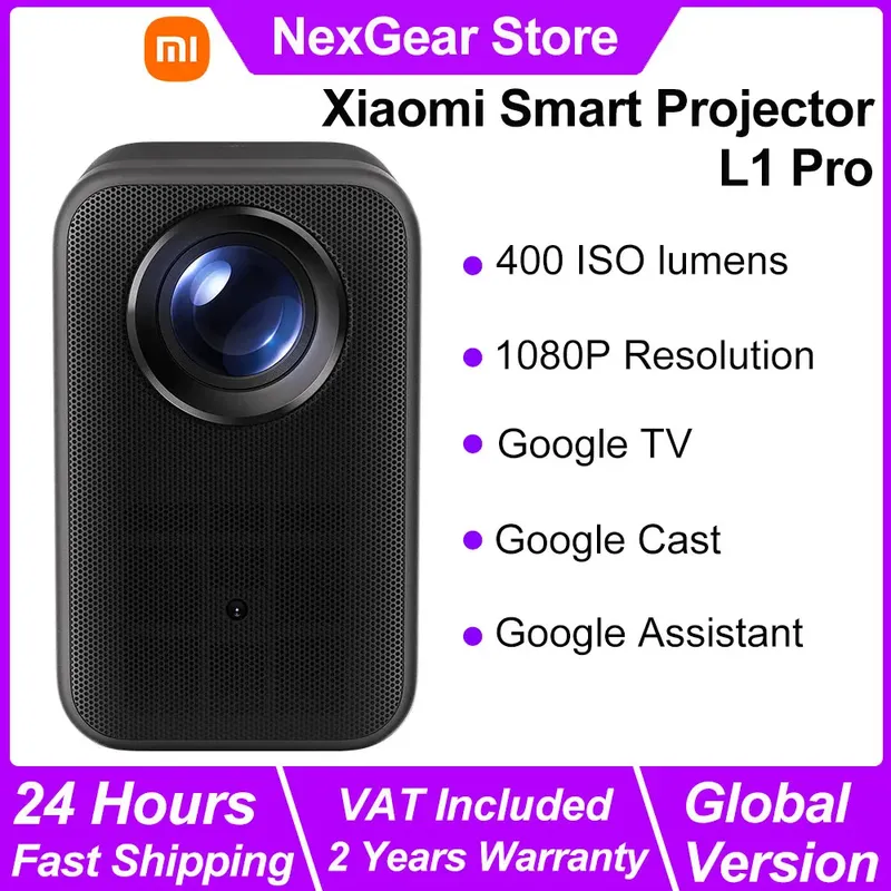 Xiaomi Smart Projektor L1 Pro, 400 ISO Lumen Google TV 1080p Physische Auflösung, Autofokus & Automatische Trapezkorrektur, Dolby Audio