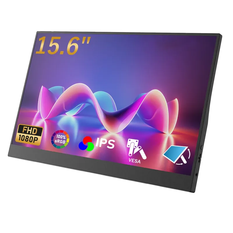 Amoudo 15,6 Zoll tragbarer Monitor 1920 x 1080P verlängert Display IPS LCD Panel Penhole Stand VESA USBC Mini HDMI Mobile Display