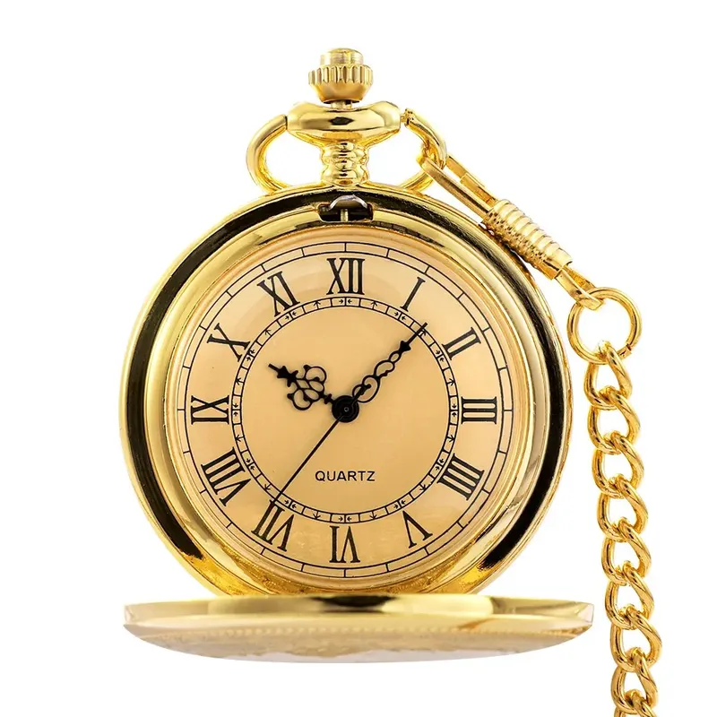 Antike Steampunk Vintage römische Ziffern Quarz Taschenuhr Mehrfarbiges Gehäuse Halskette Anhänger Uhr Kette Herren Damen 2055