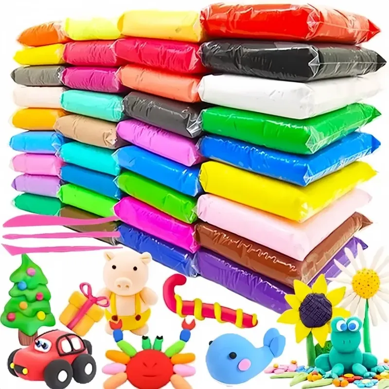 Ultraleichter Ton für Kinder, DIY-Set, 36 Farben, superweicher, lufttrockener Modelliermasse für DIY-Spielzeug, Kindergartenkind, lustiges Kunstzubehör
