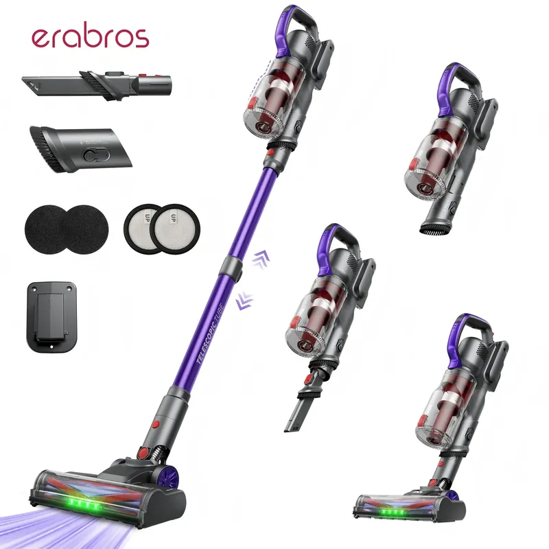Erabros EV3 Kabelloser Staubsauger 450W 60Kpa Saugkraft 60 Min. Akkulaufzeit Kabelloser Handstaubsauger Smart Home Staubbehälter 3 Saugmodi