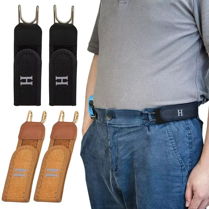 2 Stück verstellbarer, schnallenloser Gürtel mit Haken, elastischer Klettverschluss, Taillengürtel für Herren, Geschenk, Freizeitgürtel mit Schnalle