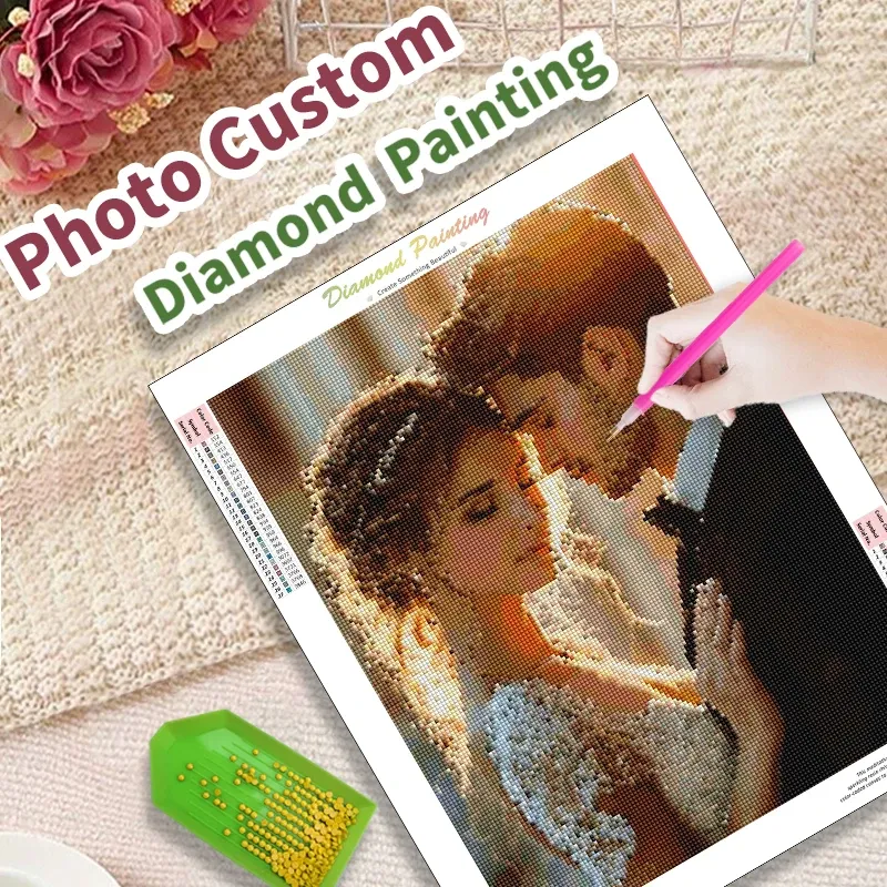Foto-Diamantmalerei nach Maß, personalisieren Sie Ihr eigenes Foto, 5D-Diamant-Stickerei, 3D-Kreuzstich, Valentinstag, Heimdekoration