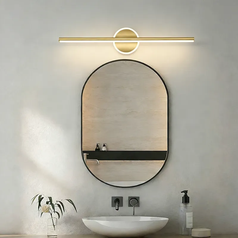Moderne LED-Wandleuchte mit minimalistischen Linien und Textur in Metallic-Schwarz-Gold für Schlafzimmer, Waschtischbeleuchtung, Badezimmerspiegel, Flure und Eingangsbereiche