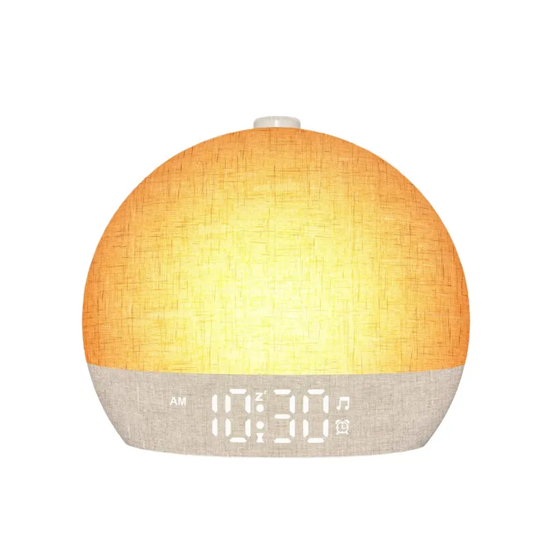 Aufwachlichter mit Sonnenaufgangssimulation, Wecker, Neuartige Lampe, Weißes Rauschen mit 30 beruhigenden Klängen für Tiefschläfer, Geschenk