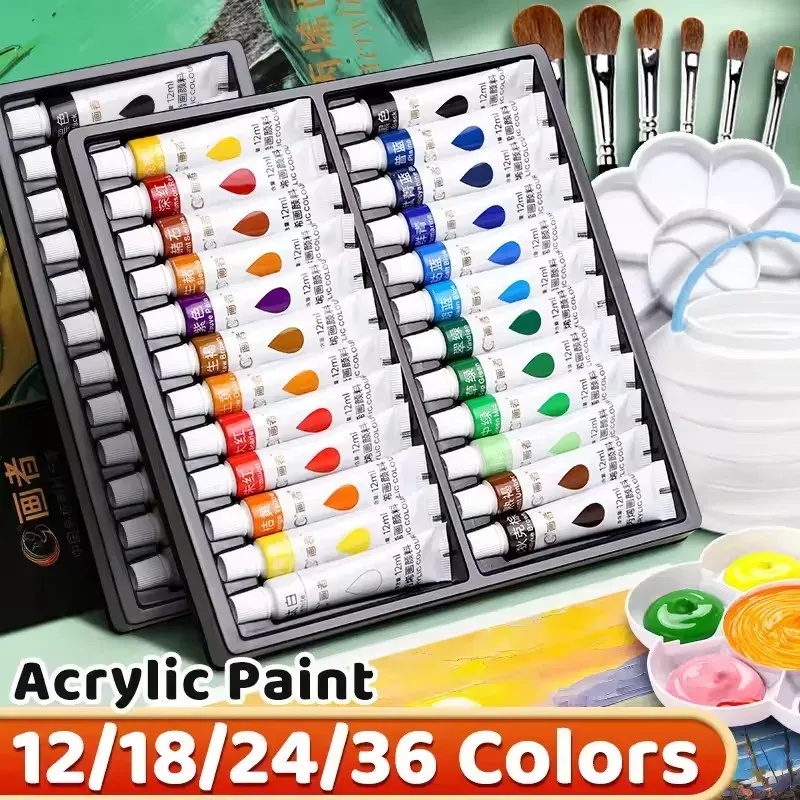 12ml/0,42oz Aktiviertes Acrylfarben-Set, geeignet für Papier, Holz, Leinwand, Stein, Keramik, Kleidung. DIY Acrylmalerei-Set