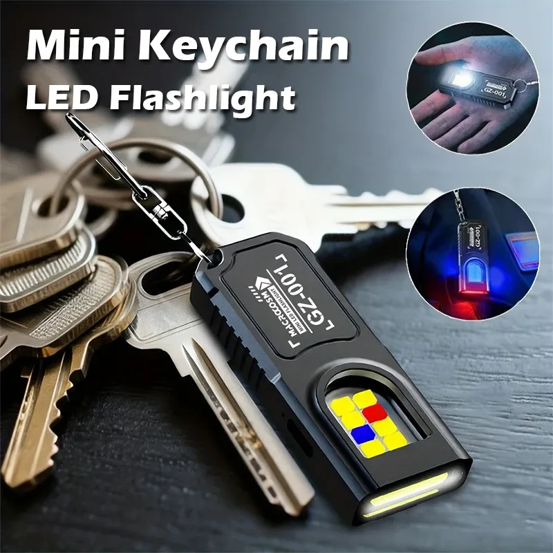 Leistungsstarke Mini COB LED Schlüsselanhänger-Taschenlampe USB-C Wiederaufladbare Hängende Arbeitsleuchte Wasserdichte Schlüsselring-Camping-Wander-Taschenlampe