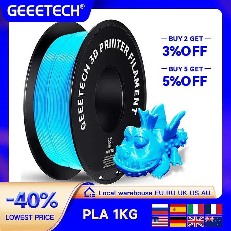 Geeetech Standard-PLA-Filament, 1 kg, 1,75 mm, Kunststoffmaterial für 3D-Drucker, Genauigkeit 0,03 mm, passend für die meisten FDM-Drucker