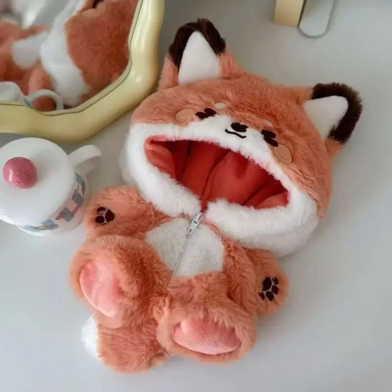 Niedliche Cartoon-Fuchs-Kaninchen-Babykleidung, 20 cm, Plüschpuppe, dynamischer Overall, Baumwollpuppe für Kinder, Spielzeug und Hobbys
