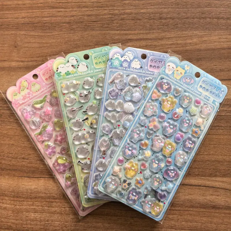 4 Teile/satz Glänzende Kristall Dekorative Aufkleber Niedlichen Tier Blume Verzierungen für Journal DIY Telefon Fall RecordingYourLife Store