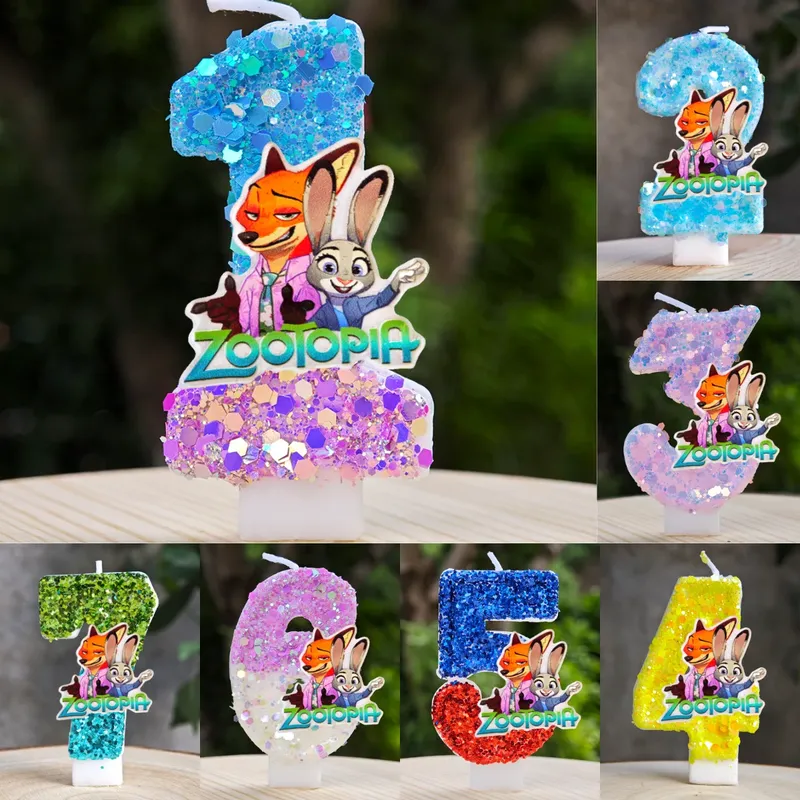 Zootopia Kerze Nummer 0-9 Fußball Kerze Kuchen Dekoration Zootopia Geburtstag Party für Kinder Baby Dusche Dekor Geschenk
