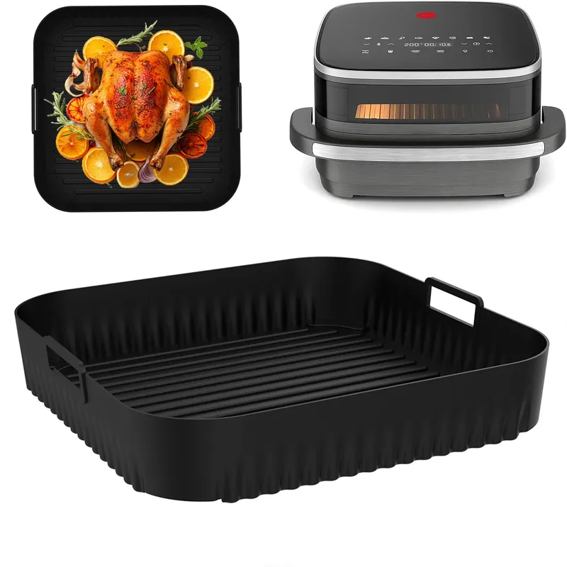 26 cm Luftfritteusen-Silikonform für Moulinex Easy Fry XL-Oberfläche, wiederverwendbar, AirFryer-Silikon-Tablett, Behälter, Zubehör, leicht zu reinigen