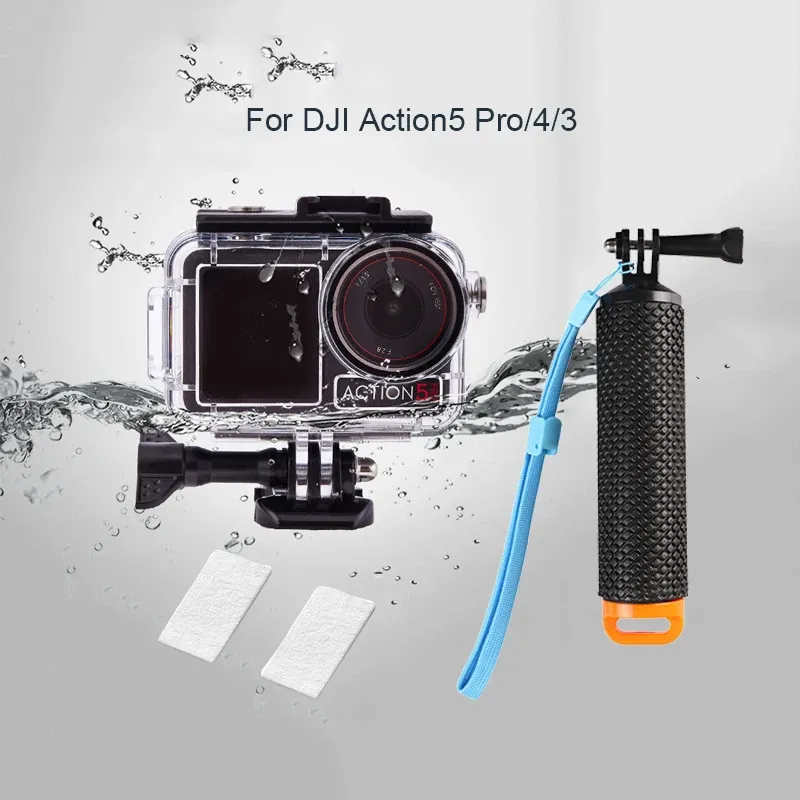 Wasserdichtes Gehäuse für DJI Action 5 Pro/4/3 Gehäuse Tauchschale Schwimmender Handgriff Selfie Stick Antibeschlag für Action 5 Pro
