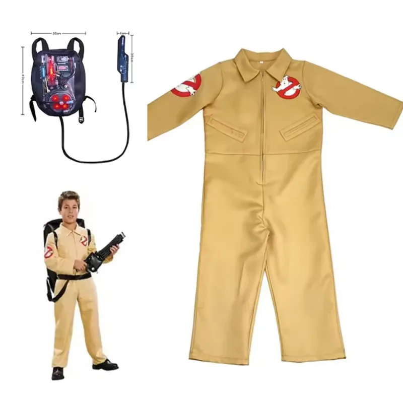 Kinder Ghostbusters Film Cosplay Kostüme mit Rucksack Weihnachtsgeschenk Karneval Thema Party Kleidung Fans Sammlung