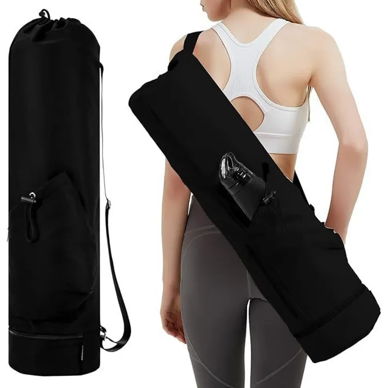 Übungs-Yogamatten-Tasche mit großer Kapazität, multifunktionale Aufbewahrungstasche, wasserdichte Fitnesstasche, durchgehender Reißverschluss, verstellbarer Schultergurt aus Segeltuch
