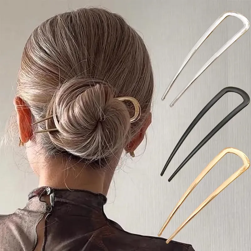 Einfache U-förmige Haargabeln, Haarnadeln, Metall-Haarstäbe, geometrische Haarspangen, modische Haar-Accessoires, Damenschmuck, Kopfbedeckungen