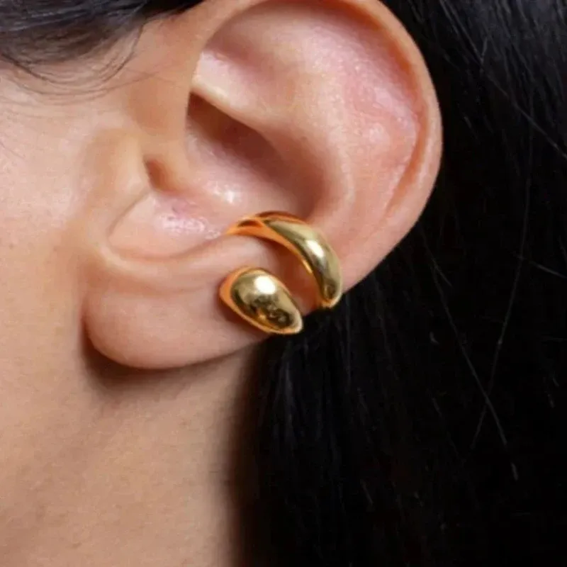Mode frauen Piercless Ohr Clip Ohrring Klassische Gold Farbe Trendy Earcuff Ohrringe Mädchen Geschenk Einfache Täglichen Verschleiß Schmuck 2026