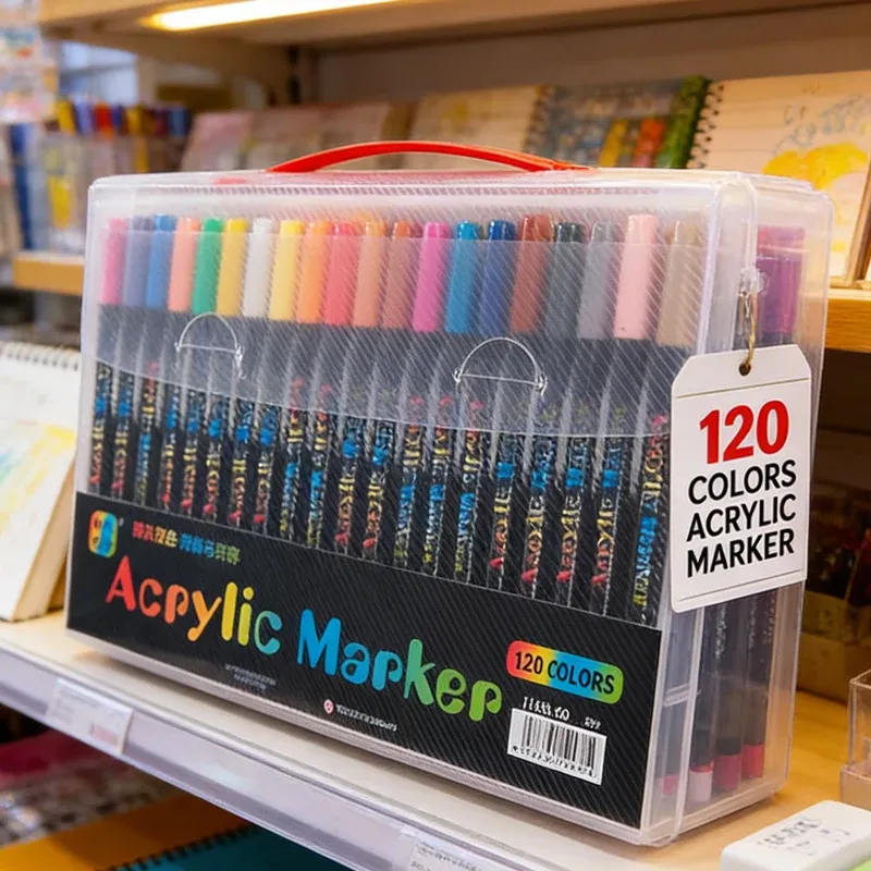 24-120 Farben Dual-Tip Acryl-Marker-Set Pinselstifte für Steinmalerei, Leinwand, Holz, Keramik Kunstbedarf für Kinder