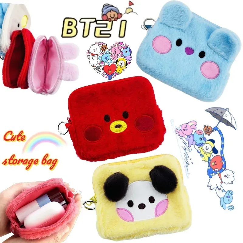 BT21 Koya Tata Chimmy Shaky zweidimensionale Kosmetiktasche, süße und niedliche Mädchen-Multifunktionstasche, praktische Handtasche, Aufbewahrungstasche