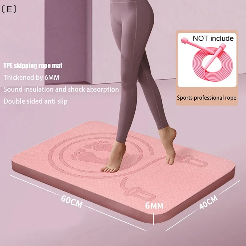〔E〕6MM Springseilmatte Geräuschdämpfende Springseilmatte Bodenmatte Übungsmatte Stoßdämpfung Yogamatte TPE Springseilmatte Fitnessmatte