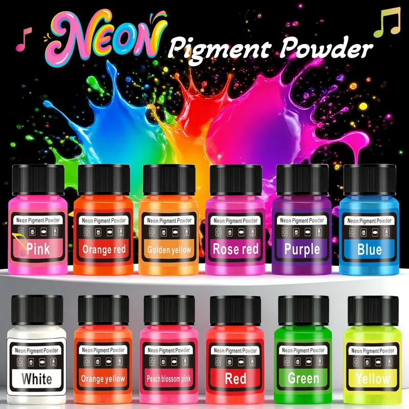 Fluoreszierendes Pulver/Neon-Harzfarbstoff, 6 Farben, 20 ml, zwei Kombinationsfarben zur Auswahl, geeignet für Epoxidharz, Kerzenfärbung, Neonfarbpigmente, ideal für DIY-Bastelarbeiten, Schmuckherstellung, Weihnachtsgeschenkidee