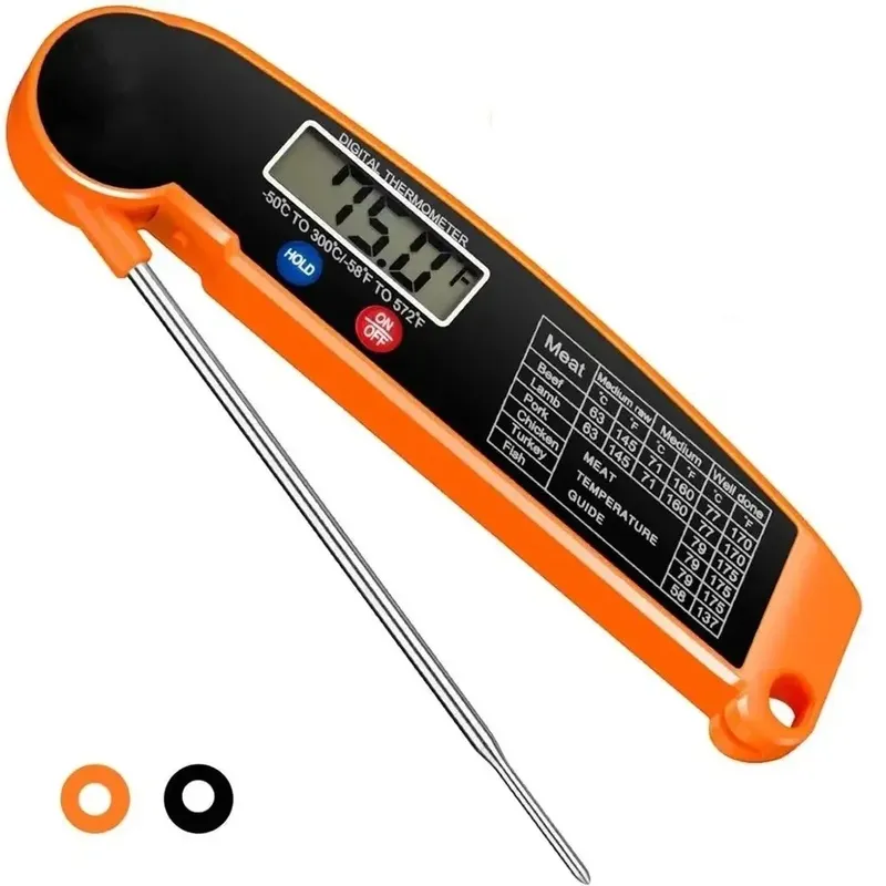 Digitales Küchen-Lebensmittel-Fleischthermometer, digitales, sofort ablesbares, mit hoher Genauigkeit, wasserdicht und Hintergrundbeleuchtung für Grill, Grill, Ofen, Küche