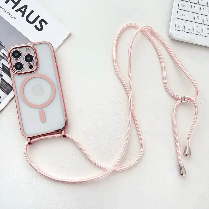 Crossboby Lanyard-Beschichtung Handyhülle für iPhone Air 17 16E 16 15 14 13 12 11 Pro Max für Magsafe magnetische Halskette Kordelabdeckung