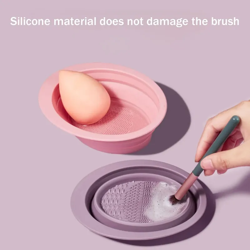 3-teiliges Make-up-Pinsel-Reinigungsset, Silikon-Reinigungspad, faltbare, tragbare Reinigungsschale für Make-up-Pinsel