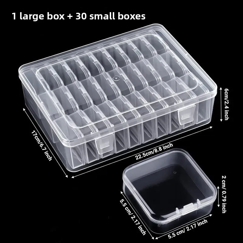 Transparente Diamantperlen-Aufbewahrungsbox Nagelkunst-Schmuckorganizer Plastik-Desktop-Behälter Perlen-Etikettierbox