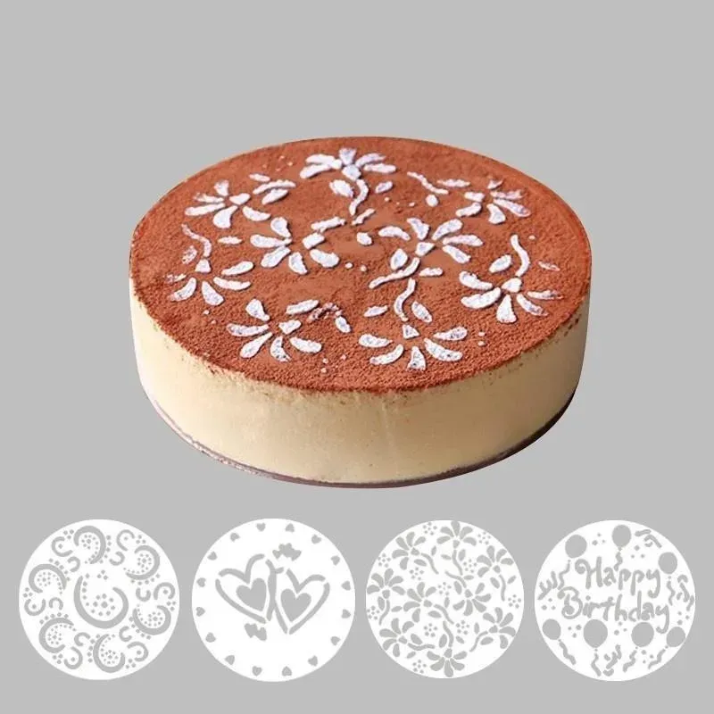 4 Teile/los Kuchen Schablonen Latte Kunst Geburtstag Druck Form Dekorieren Hochzeit Kochen Party Küche Gebäck Werkzeuge Zubehör