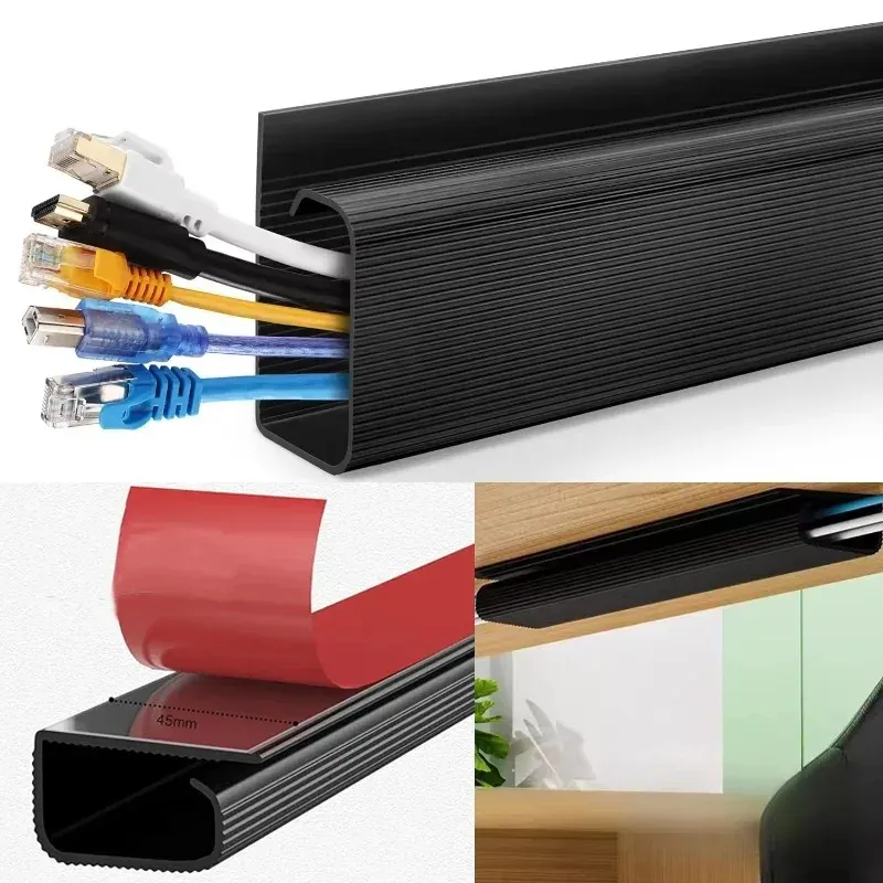2 Stück 40 cm/15,75 Zoll Kabel-Organizer unter dem Schreibtisch, selbstklebende Kabelmanagement-Kabel, Raceway für Zuhause und Büro