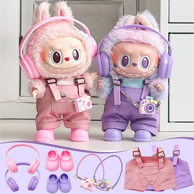 Auf Lager: Labubu Kleidung für Puppen – Sitting Party 1., 2. und 3. Edition – Kopfhörer, Overalls, Schuhe, Set, Bekleidung, Accessoires, Süßes Outfit, Geschenk