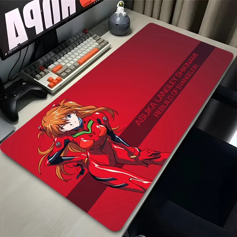 Große Gaming-Mauspads XXL Tastaturunterlage Gamer-Mauspad Laptop-Schreibtischunterlage Anime-Mädchen Asuka E-Evangelions Mausmatten