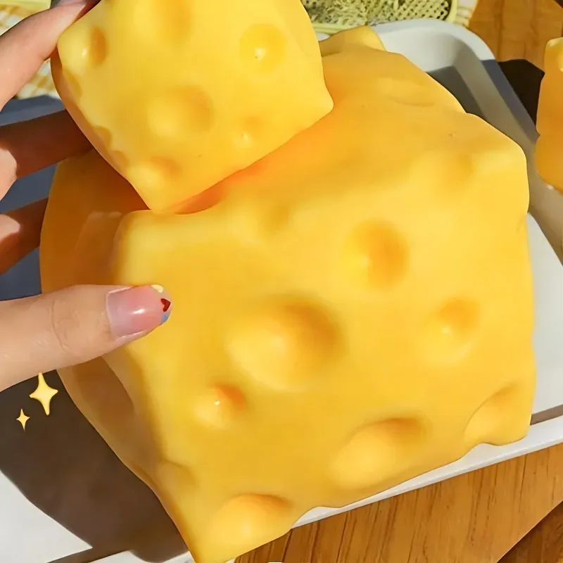 Extra großes Käse-Fidget-Spielzeug, langsam rückfedernder, formbarer Entspannungsball, realistisches Riesen-Quetschspielzeug zur Stresslinderung für Erwachsene