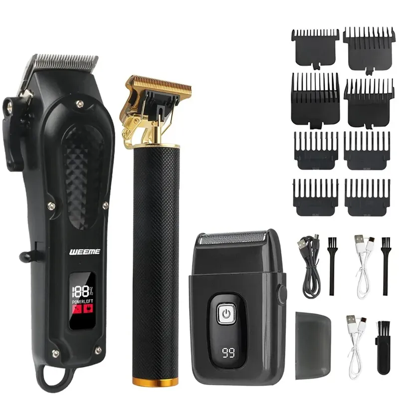 Vintage Herren Elektrischer Haarschneider Wiederaufladbarer Bartschneider mit Fußhaarschneider-Set USB Schnellladung Haarschneidemaschine