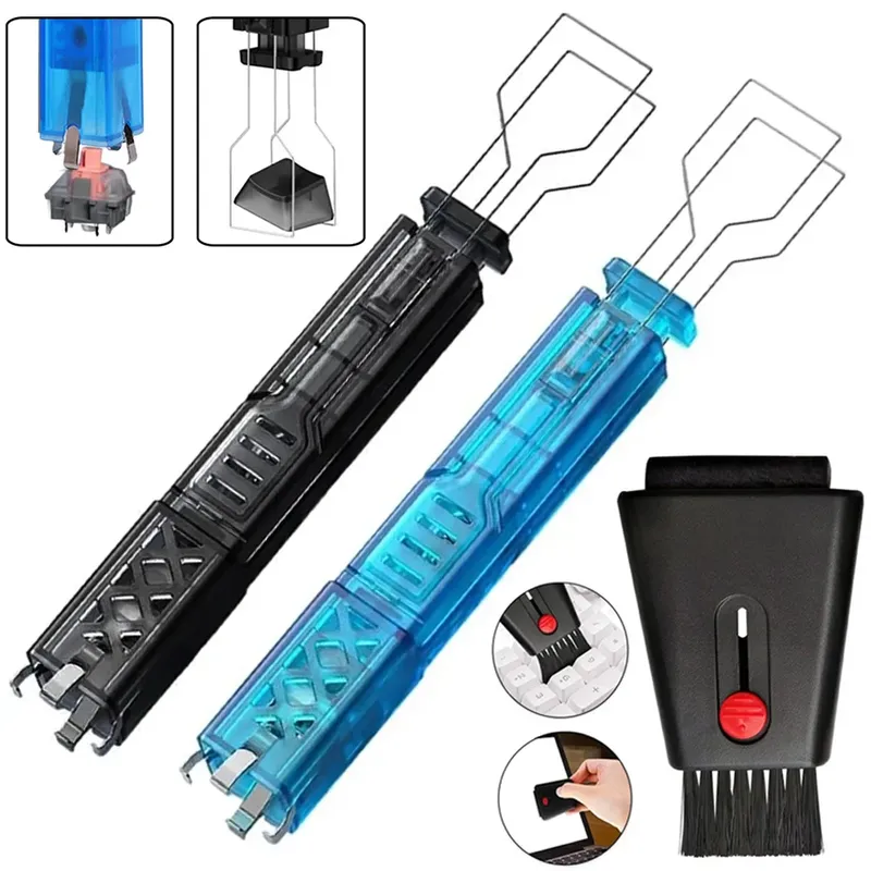 4-in-1 Tastenschalter-Abzieher, Tastenkappen-Abzieher, Reinigungsbürste, Entladekabel, Mechanisches Tastatur-Demontagewerkzeug, DIY-Reinigungsset