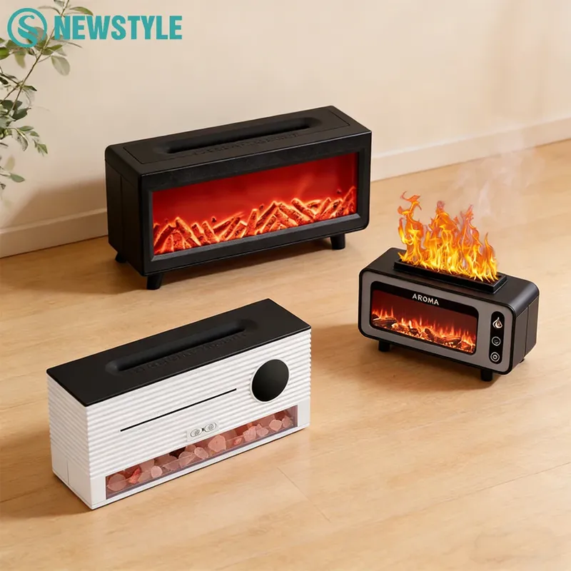 Multifunktionaler Simulierter Flammen-Aromatherapie-Diffusor im ANGEBOT - Ätherisches Öl Diffusor mit Ultraschall-Luftbefeuchtung und Geräuscharmut