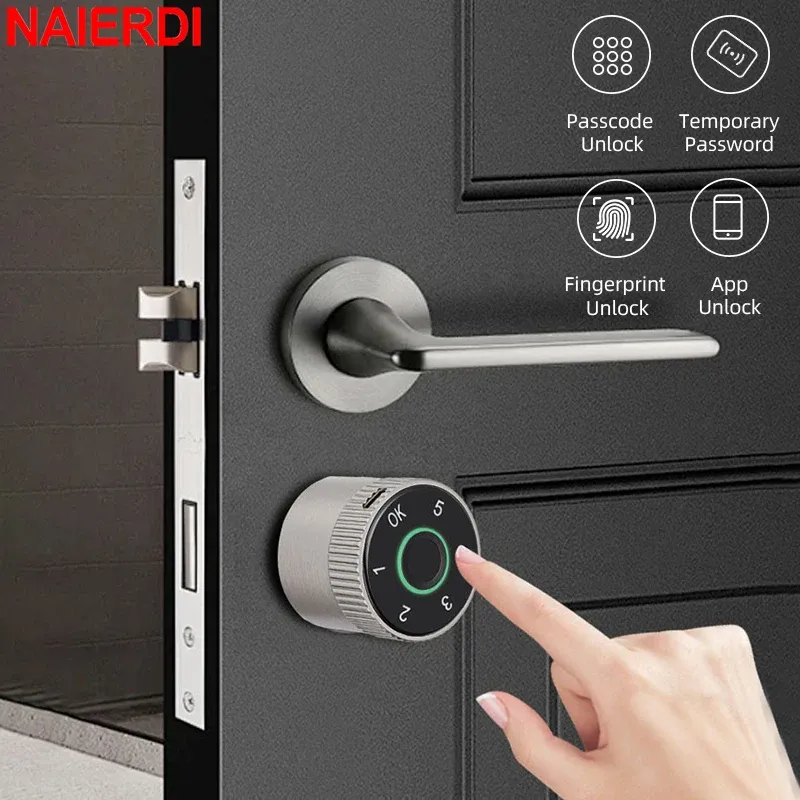NAIERDI Smart Elektronischer Schließzylinder Tuya App Fingerabdruck-Passwort-Entsperrung Upgrade für Mechanische Türschlösser Sicherheit Zuhause