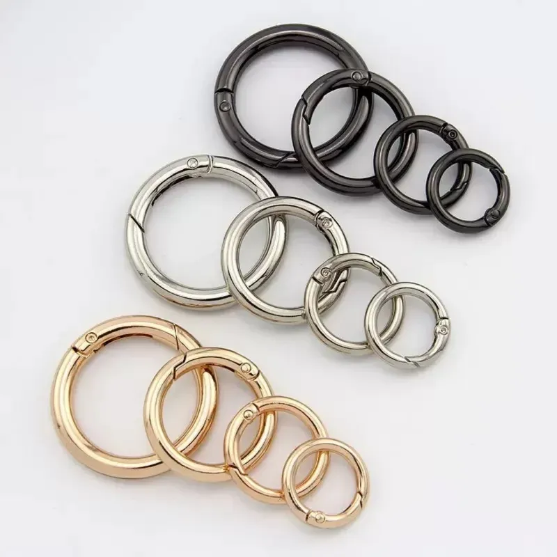 5/20 Stück/Set Metall O-Ring Federverschlüsse Öffenbare Runde Karabiner Schlüsselanhänger Taschenhaken Schnallen für DIY Schmuckverbinder