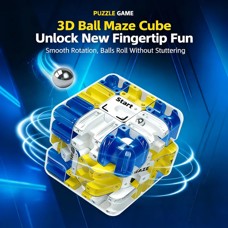 3D-Puzzle, kugelrollender Zauberwürfel, Labyrinth, Kinder, Labyrinth, Zappelspielzeug, logisches Denken, Stressabbau, pädagogisches Geburtstagsgeschenk