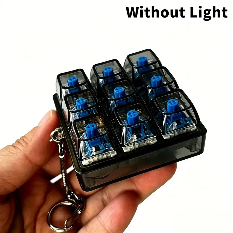 9 Tasten ohne Beleuchtung, mechanische Tastatur-Achsen-Tasten, Stressabbau-Spielzeug, DIY-Tastenkappen, Fidget-Schlüsselanhänger, Geschenk