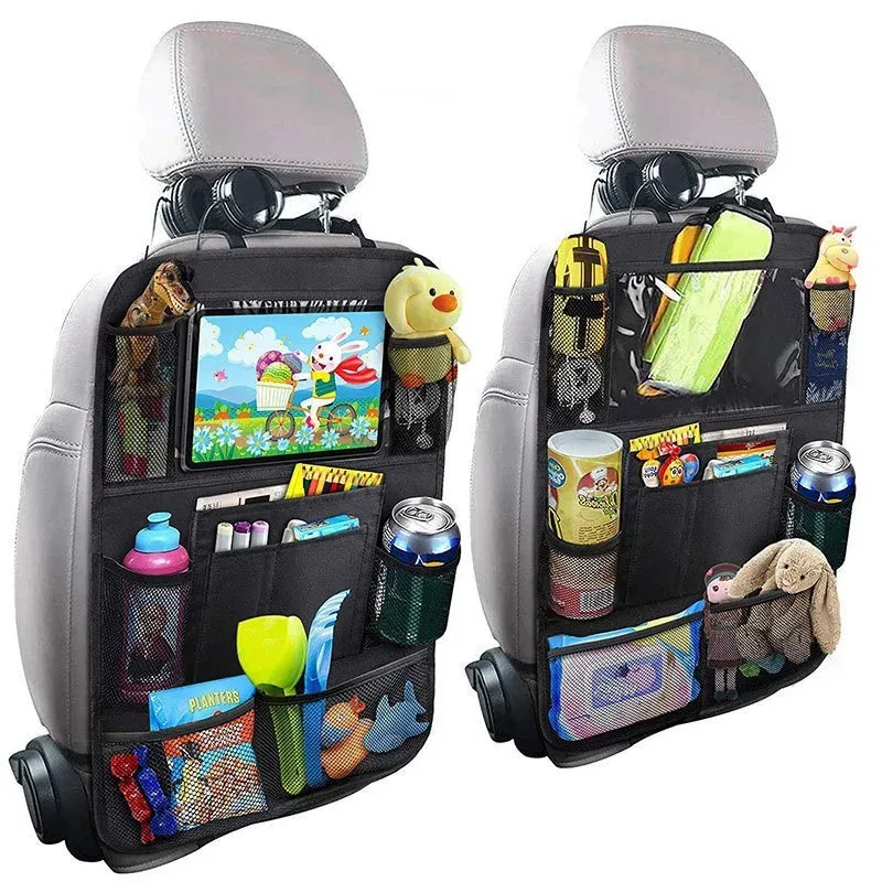 Neuer universeller Autositz-Organizer mit Touchscreen, Tablet-Halter, Auto-Rücksitz-Aufbewahrungstasche, mehrere Taschen, Autositz-Organizer