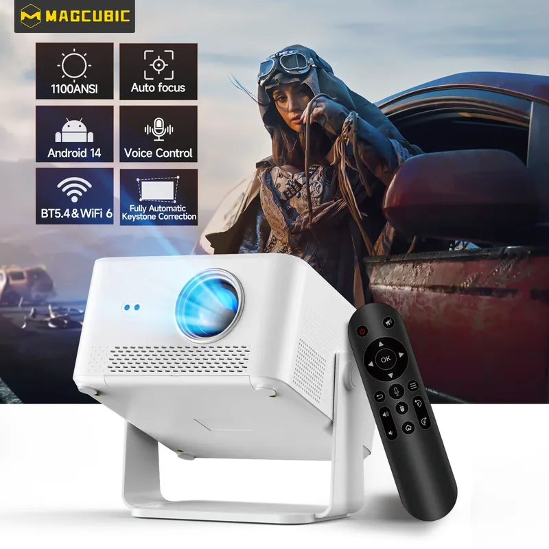 Magcubic HY450MAX 1100ANSI Android 14 Tragbarer Outdoor-Projektor 1080P Autofokus 8K Unterstützung WIFI6 Beam Mini-Projektor