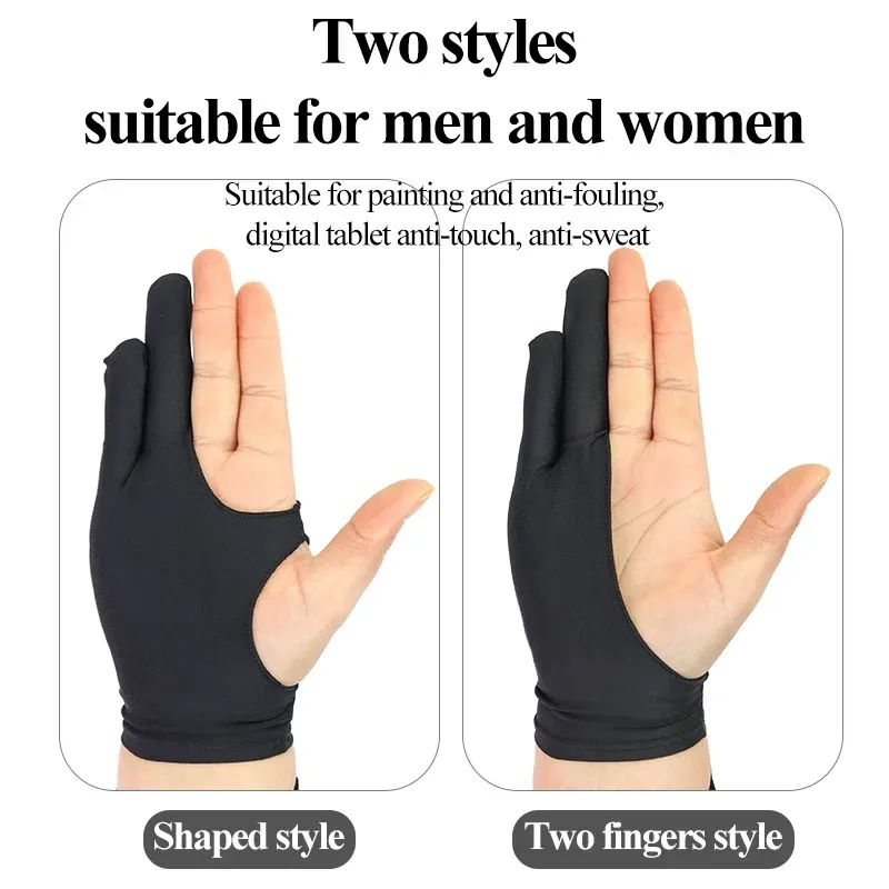 Zwei-Finger/förmiger Stil Anti-Touch-Handschuhe iPad Zeichentablett Digitale glatte Nylonfaser Verhindert Verschmieren Bildschirm Antifouling