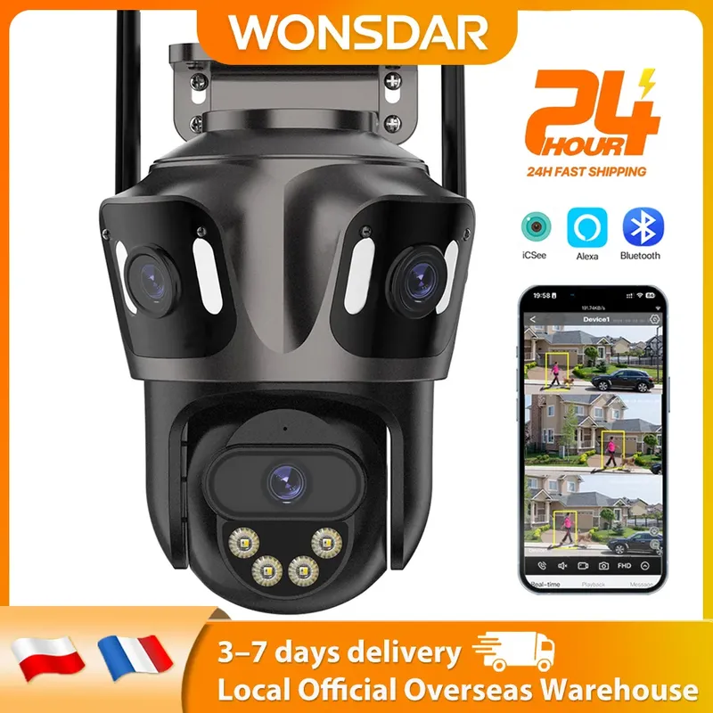 WONSDAR PTZ IP Kamera WiFi Outdoor Video Überwachung CCTV Kamera Drei Bildschirm Auto Tracking Ful HD Audio Farbe Vision ICSEE APP